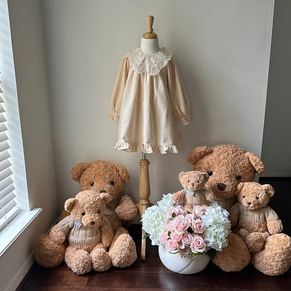 NWT Pretty Girls Peasant Dress Long Sleeve Bohemian Floral Lace Bib Boutique 5T - Picture 4 of 4